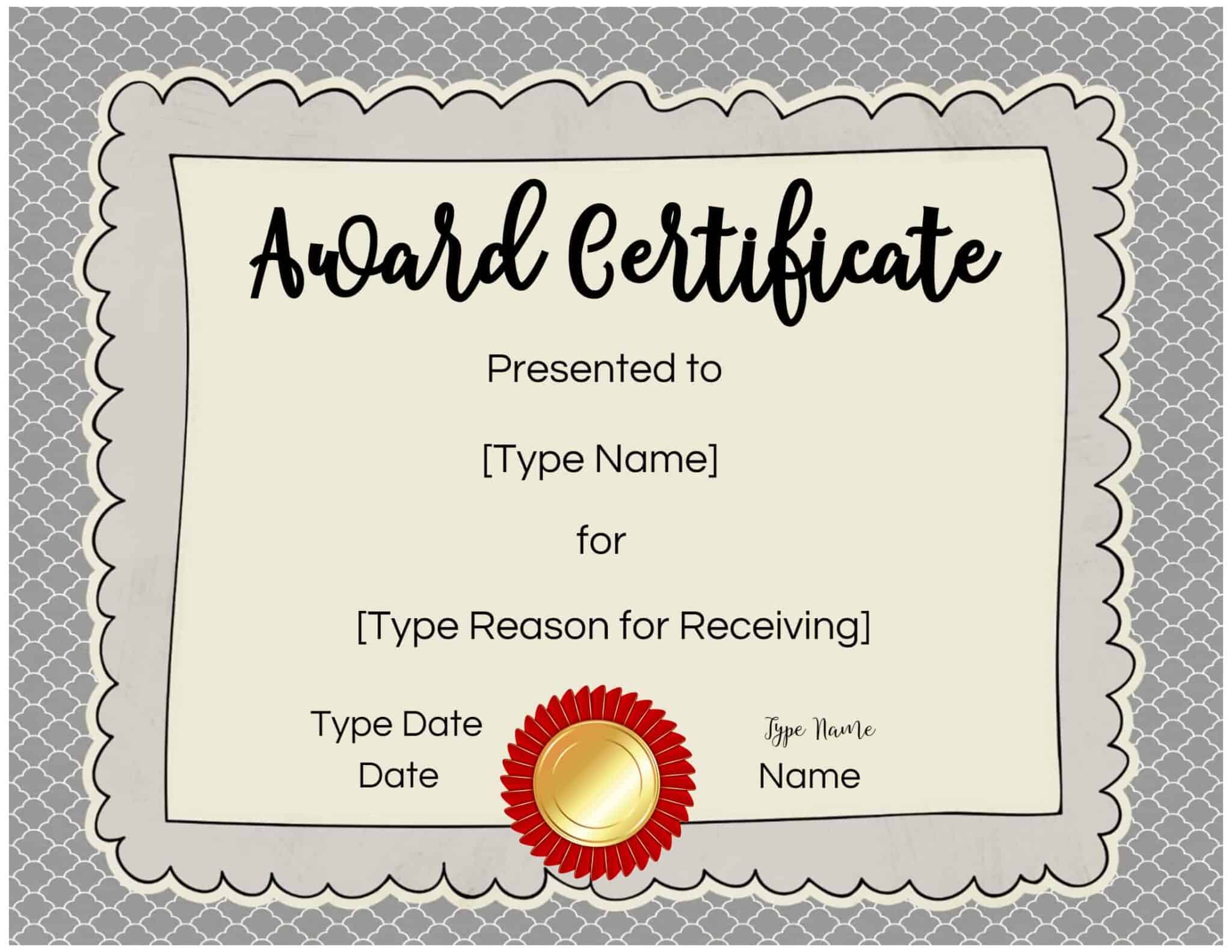Free Printable Award Certificates For High School Students
