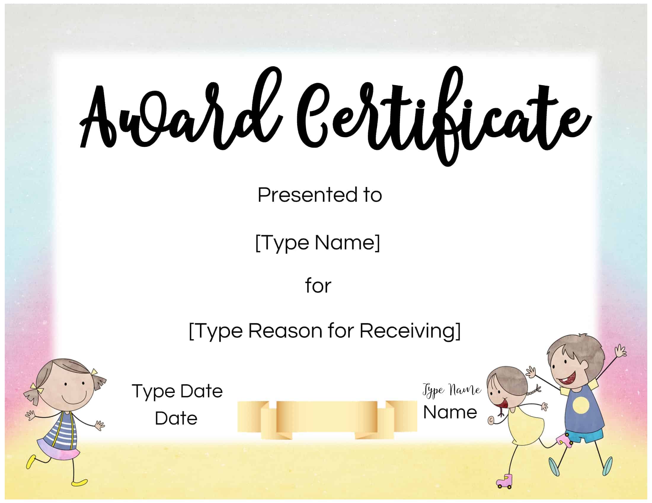 Free Custom Certificates for Kids Customize Online Print at Home