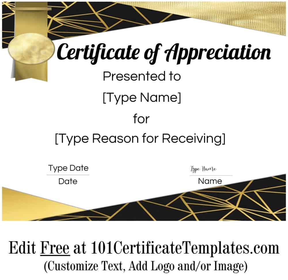 Free Editable Certificates Of Appreciation All information about