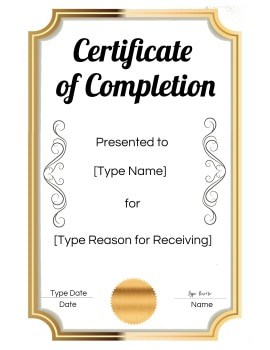 Free Certificate of Completion | Customize Online then Print