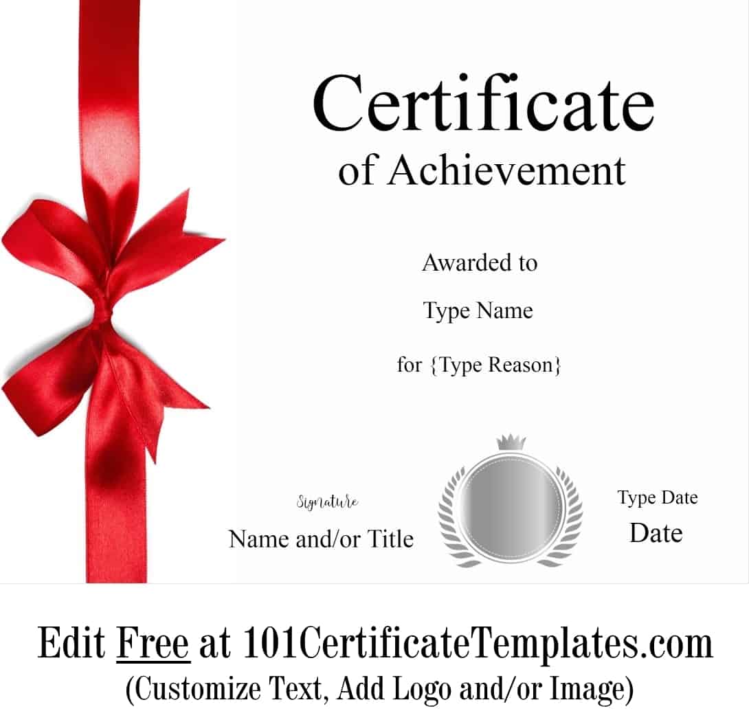 Free Printable Certificate Of Achievement Customize Online