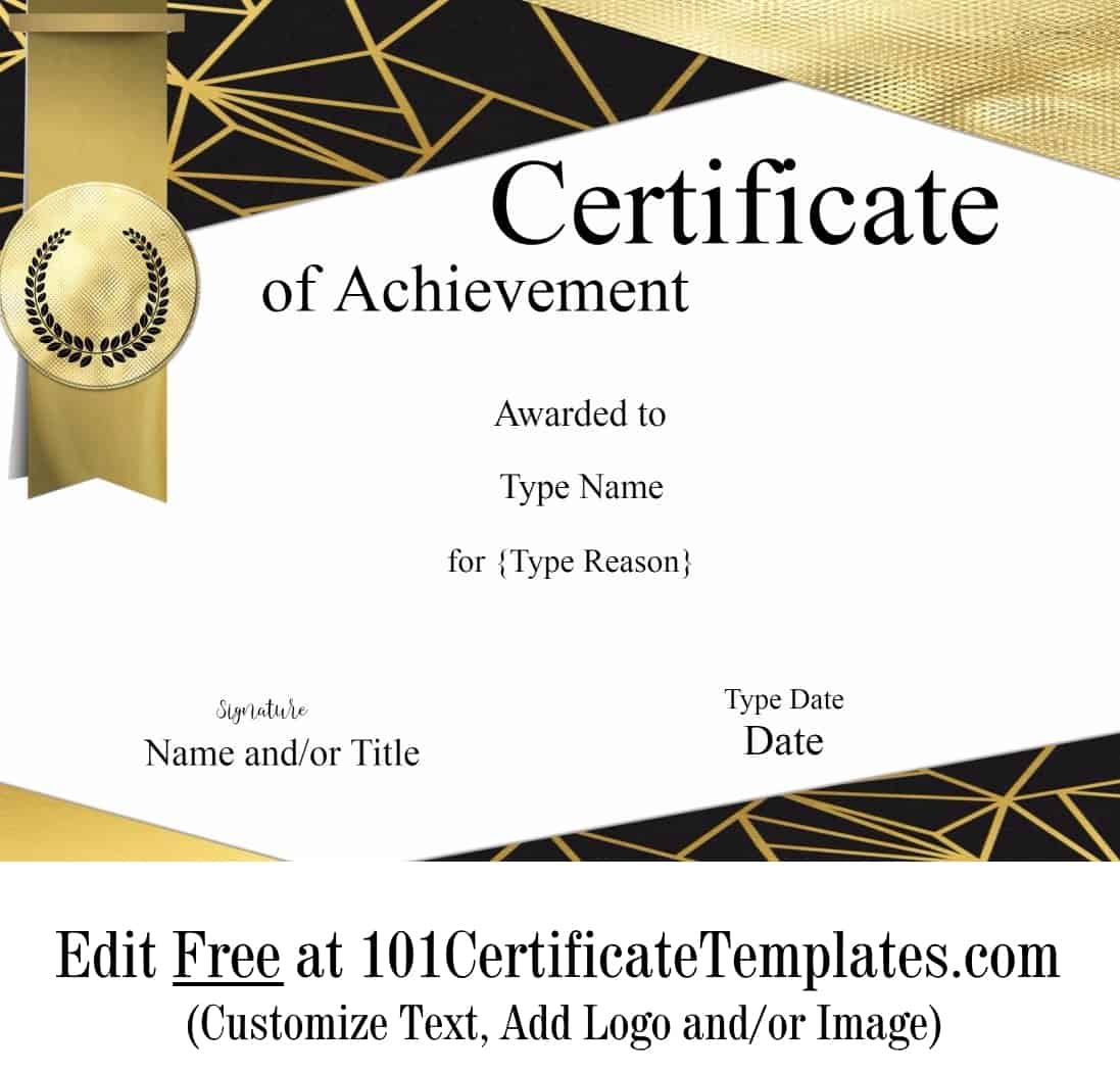 Certificate Of Achievement Template Free