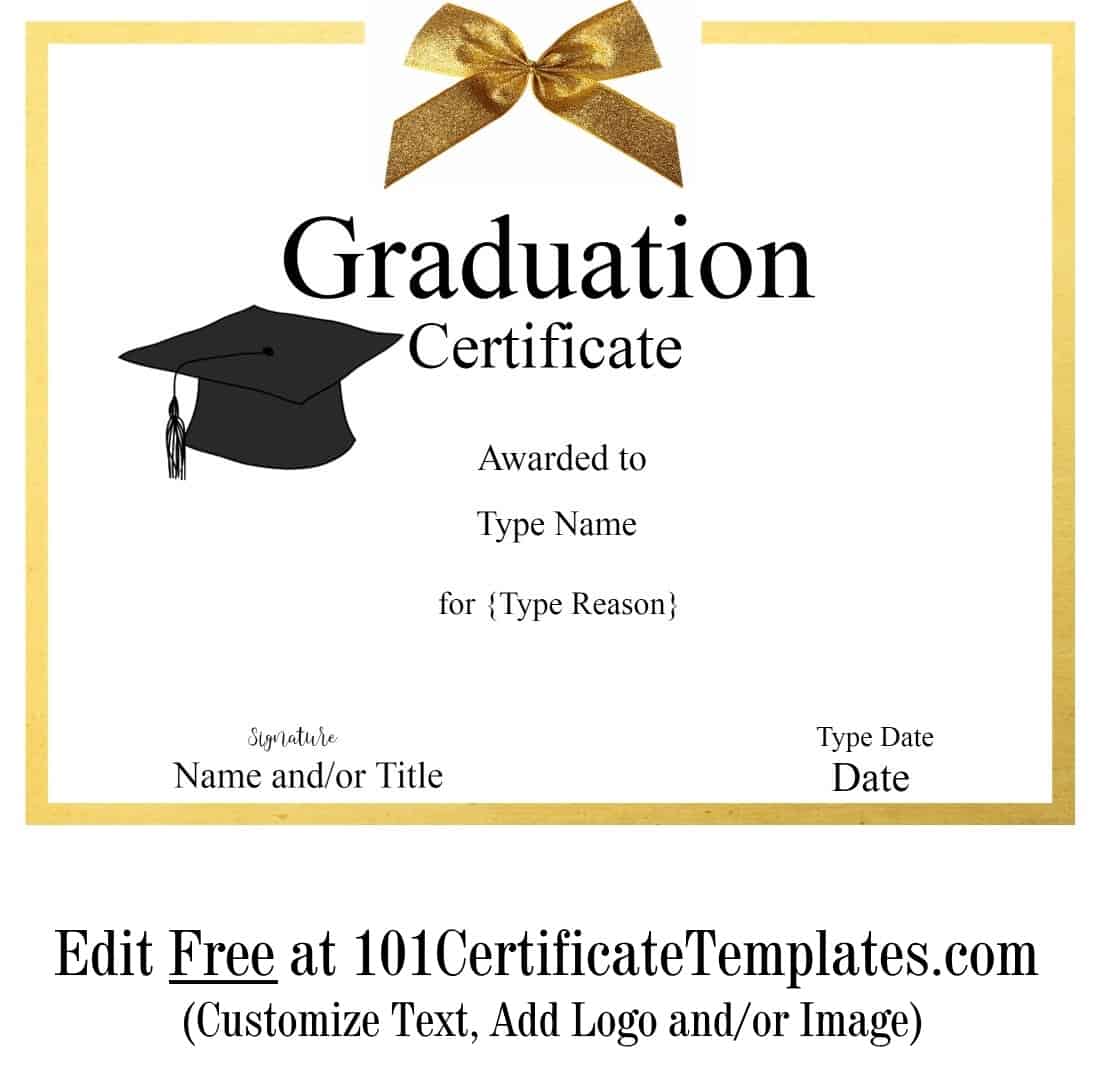 Free Graduation Certificate Template Customize Online & Print