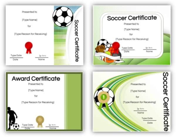 soccer award certificate templates
