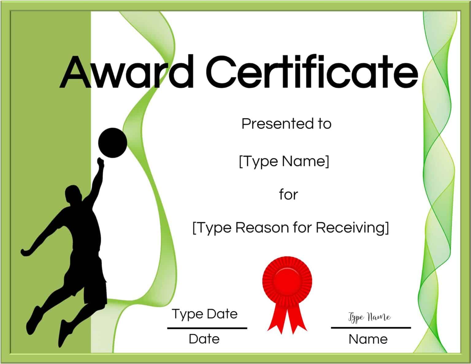 Free Volleyball Certificate | Edit Online and Print at Home