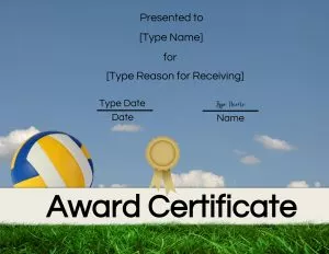 Free printable volleyball award certificates