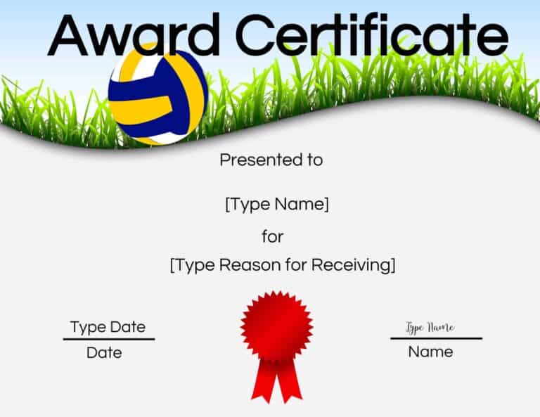 Free Volleyball Certificate | Edit Online and Print at Home