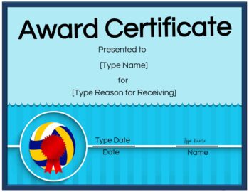 Free Volleyball Certificate | Edit Online and Print at Home