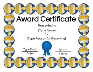 Volleyball certificate creator