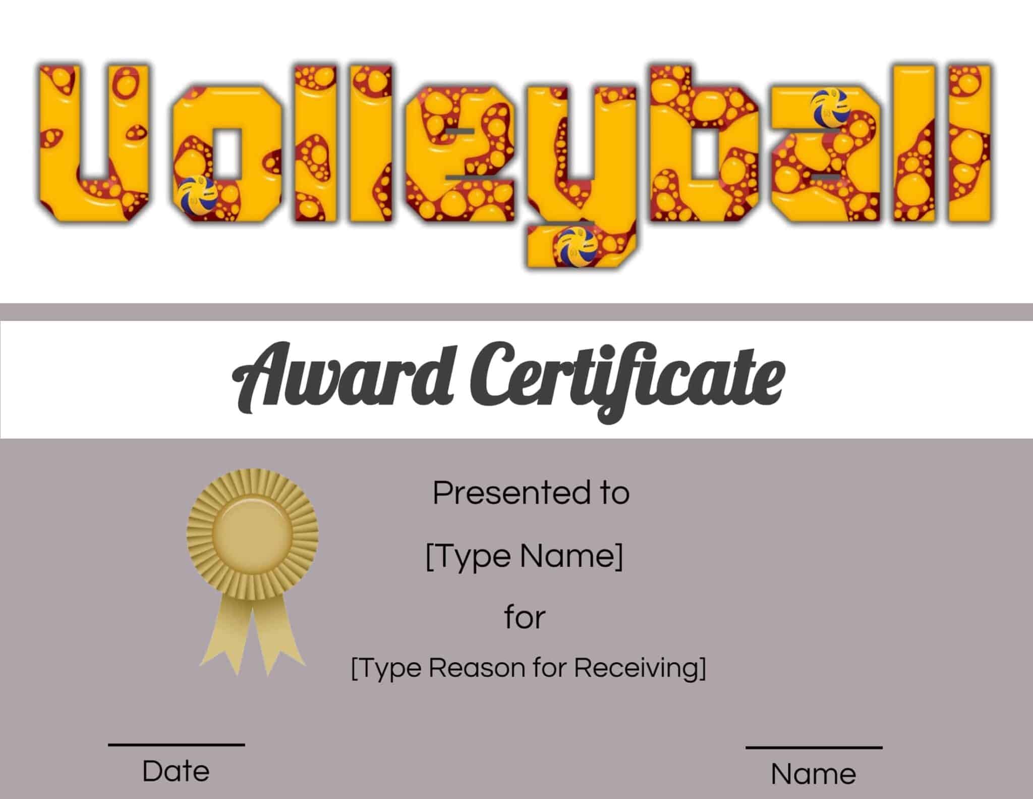 Free Volleyball Certificate Edit Online And Print At Home