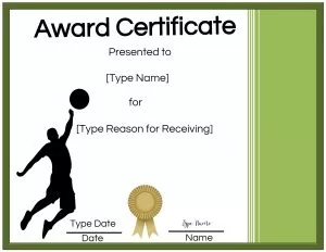 Free printable volleyball awards certificate