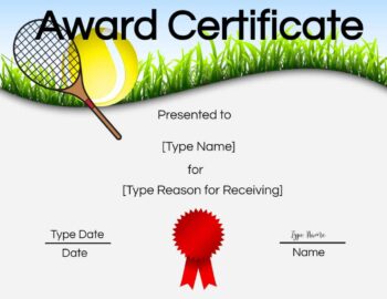 Free Tennis Certificates | Edit Online and Print at Home