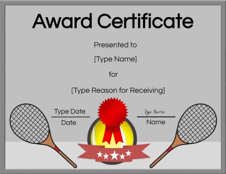 Free Tennis Certificates | Edit Online and Print at Home