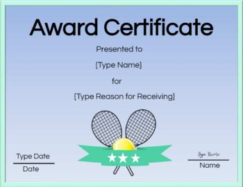 Free Tennis Certificates | Edit Online and Print at Home