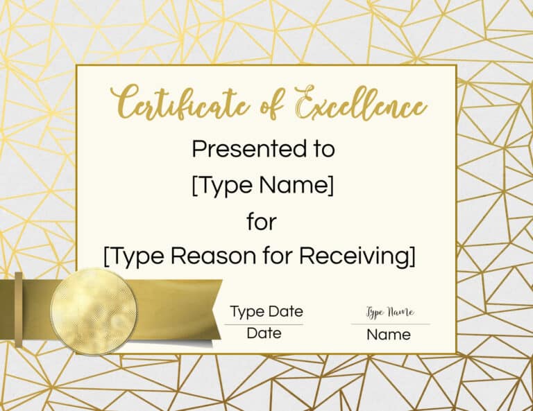 FREE Certificate of Excellence | Editable and Printable