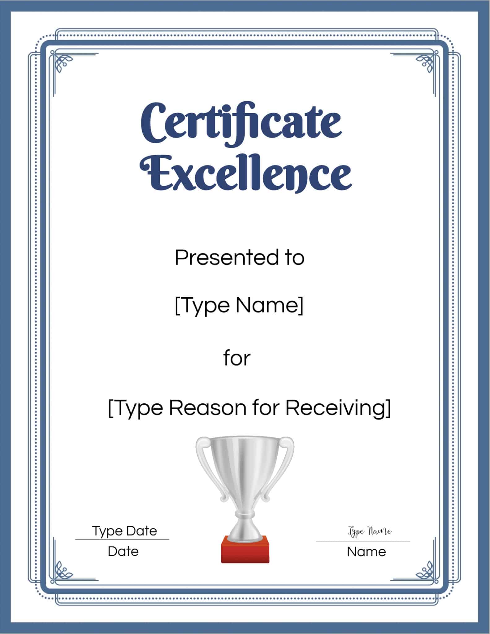 FREE Certificate of Excellence | Editable and Printable