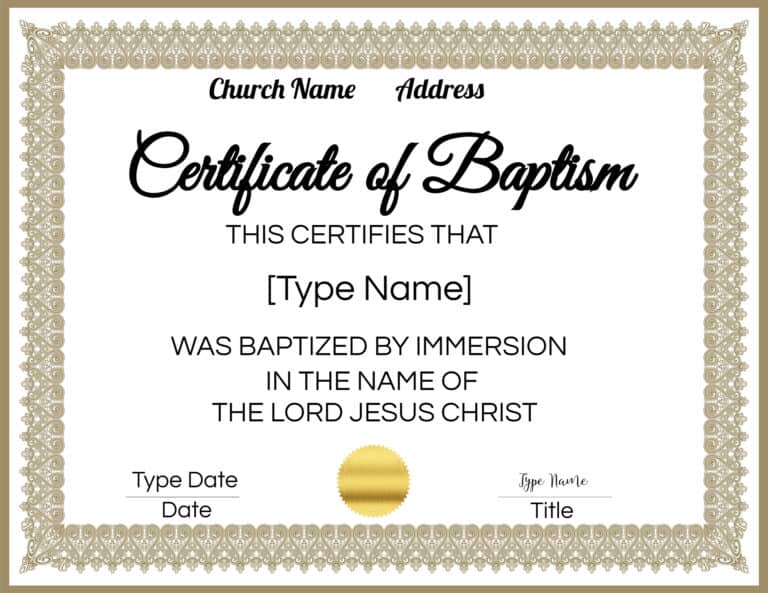 FREE Baptism Certificate Templates Customize Online No Watermark