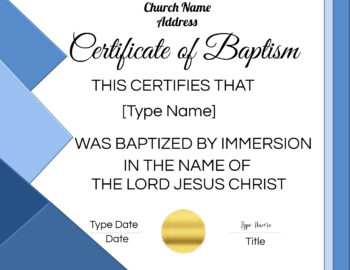 FREE Baptism Certificate Templates | Customize Online | No Watermark