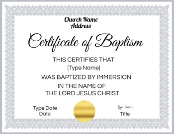 FREE Baptism Certificate Templates | Customize Online | No Watermark