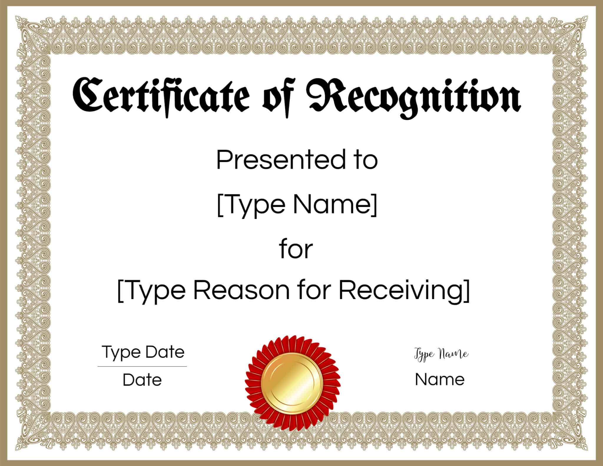 FREE Certificate of Recognition Template | Customize Online