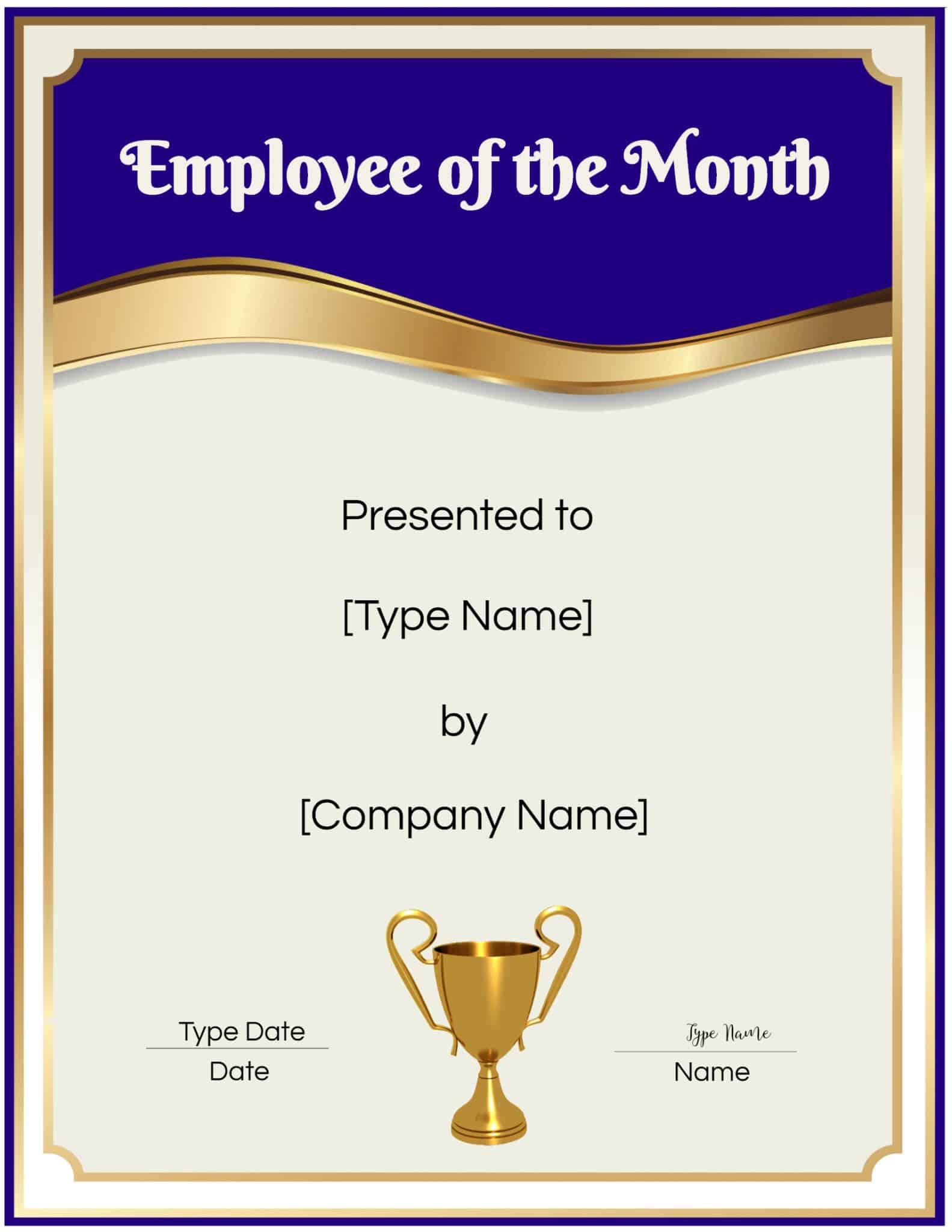 Employee Of The Month Certificate Template Customize Online