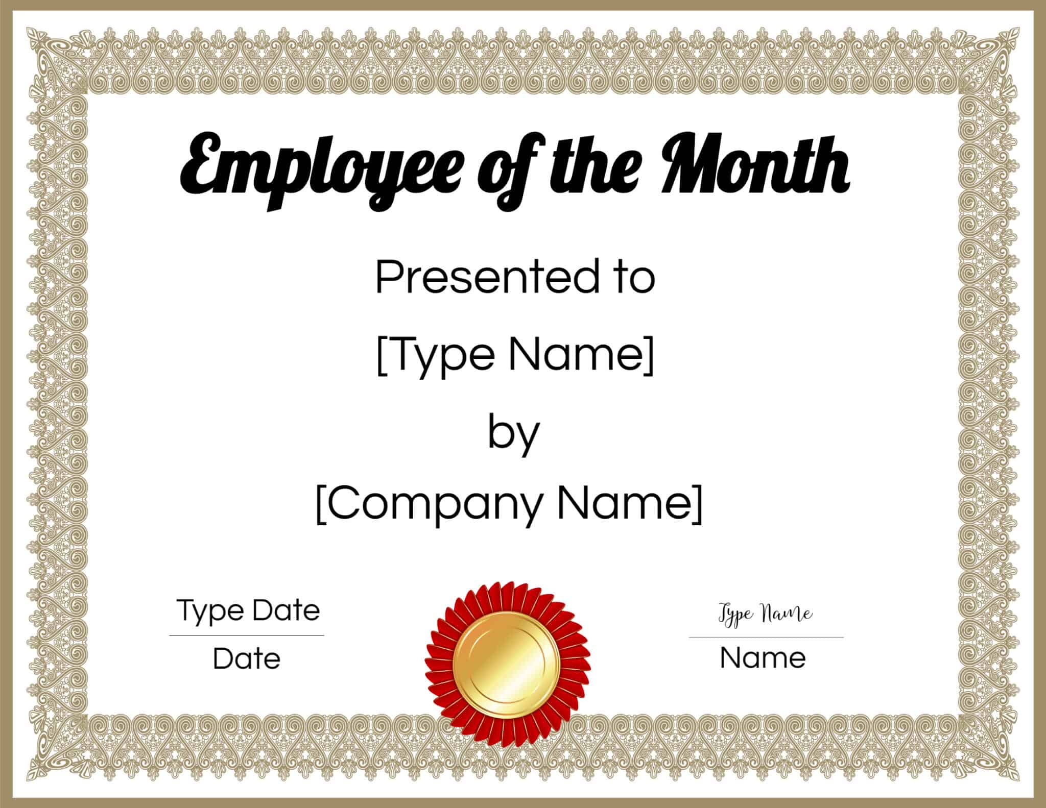 Free Employee Of The Month Certificate Template Word