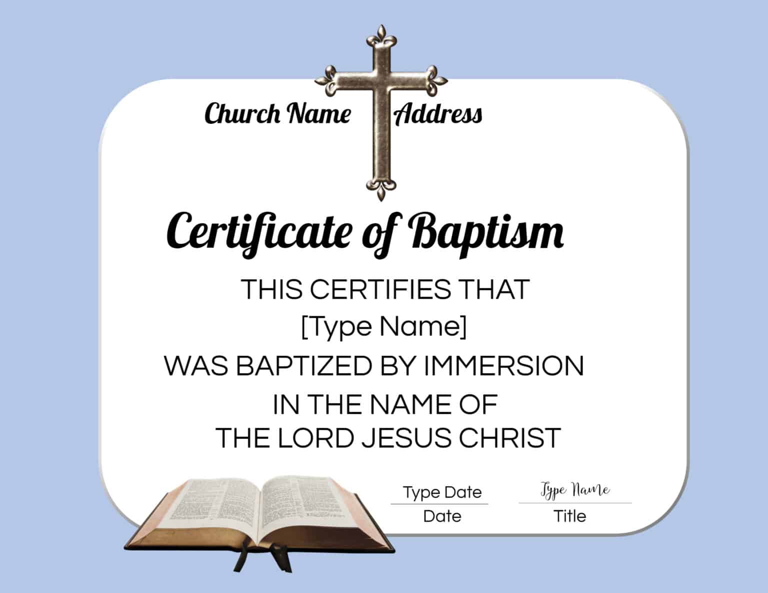 FREE Baptism Certificate Templates | Customize Online | No Watermark