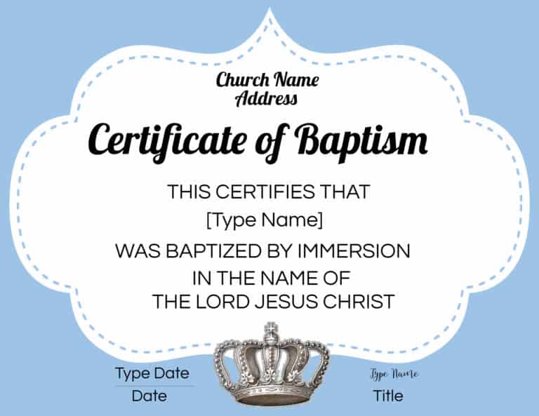 FREE Baptism Certificate Templates | Customize Online | No Watermark