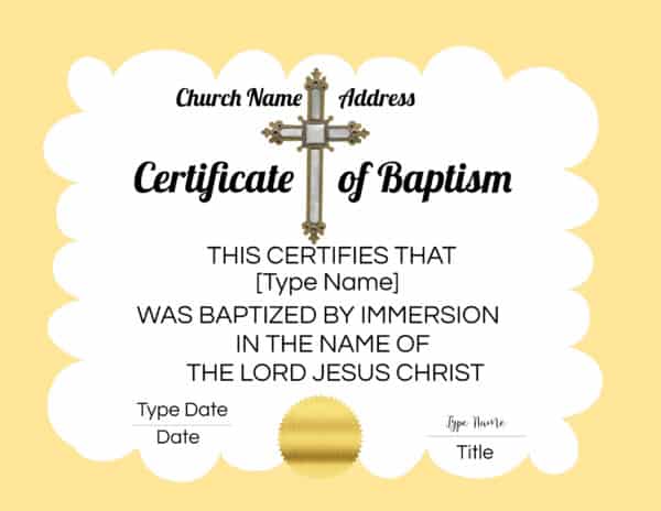 FREE Baptism Certificate Templates | Customize Online | No Watermark