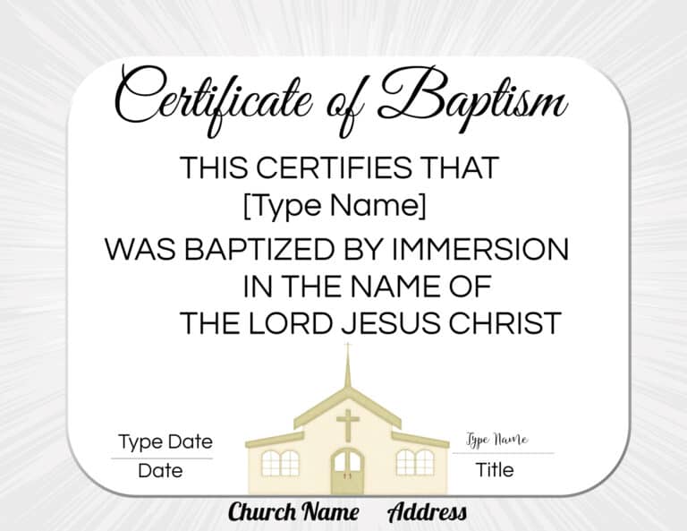 FREE Baptism Certificate Templates | Customize Online | No Watermark