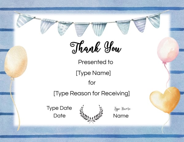 FREE Thank You Certificate Template | Edit then Print