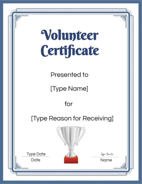 FREE Volunteer Certificate Template | Many Designs are Available