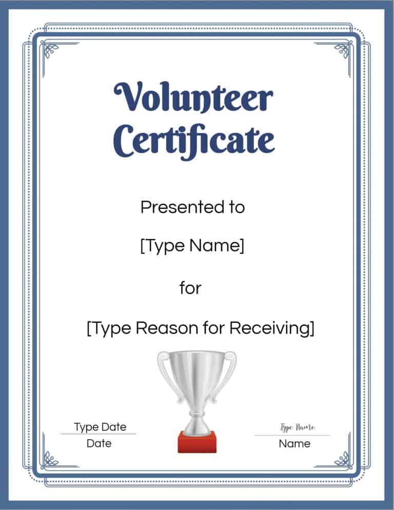 FREE Volunteer Certificate Template | Many Designs are Available