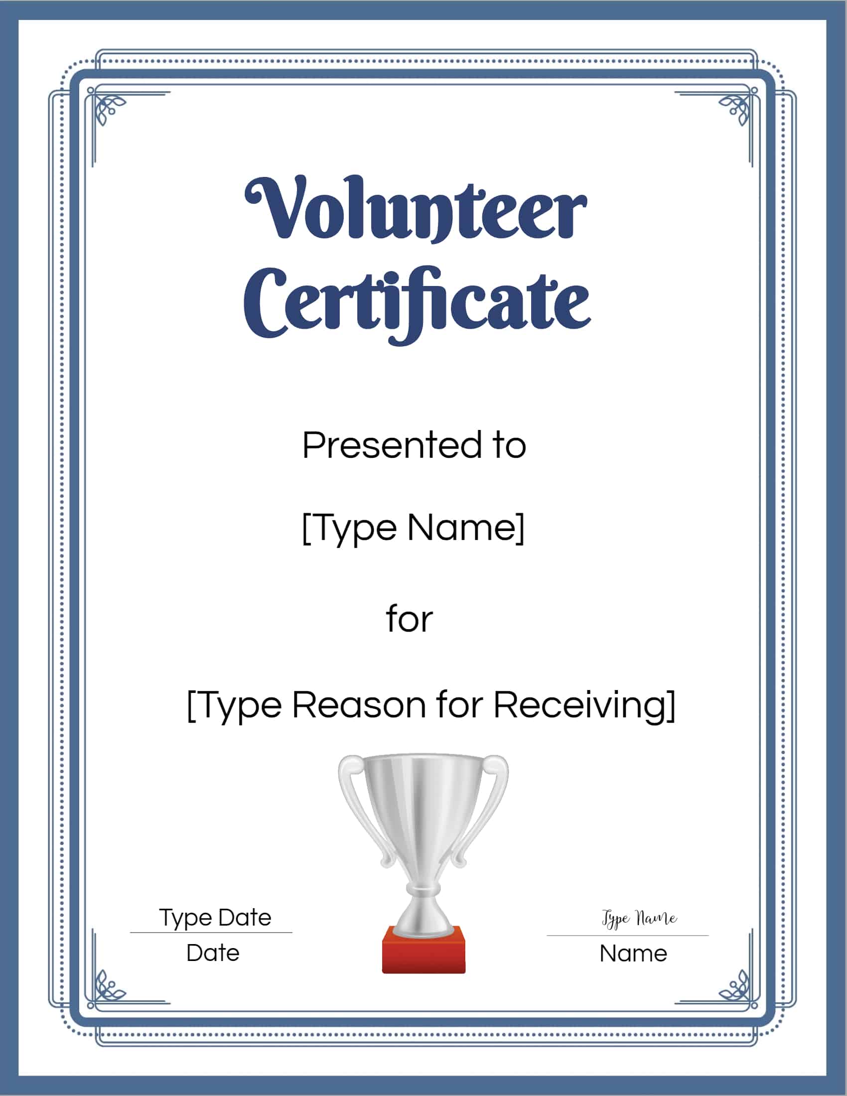 Volunteer Certificate 16 