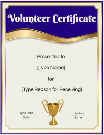FREE Volunteer Certificate Template | Many Designs are Available