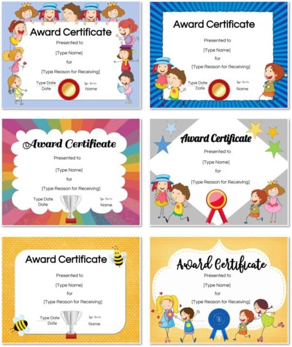printable certificates of achievement for kids