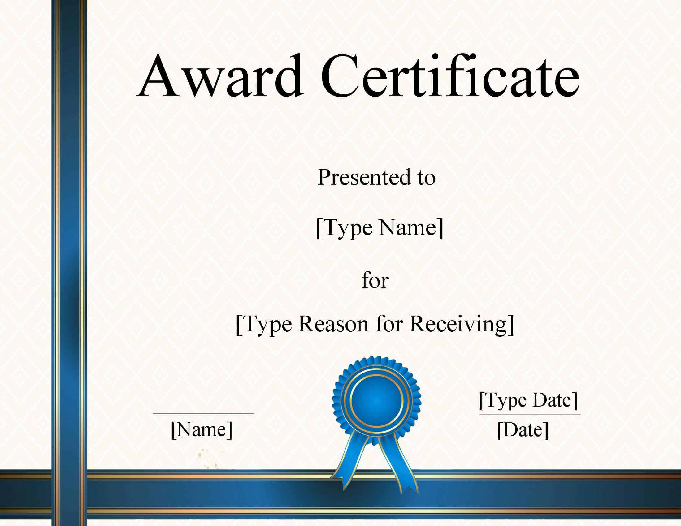 download free award certificate template for word