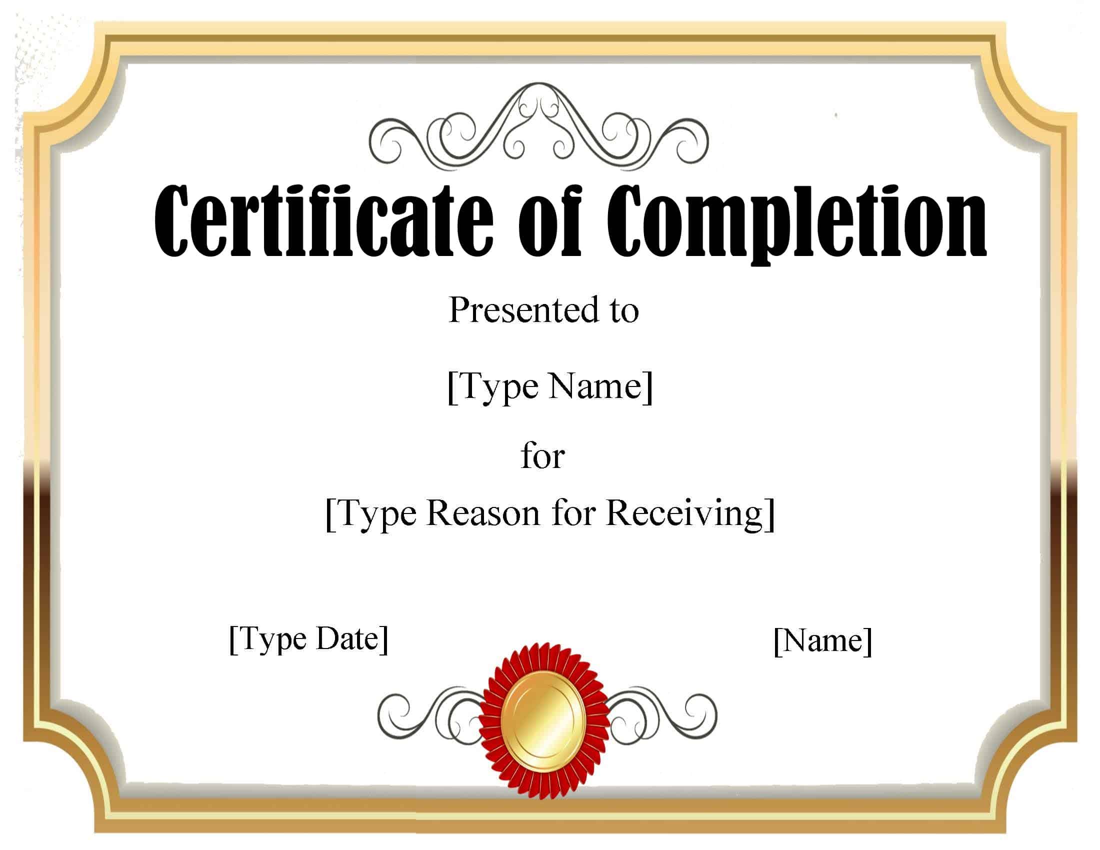 microsoft word certificate of completion template