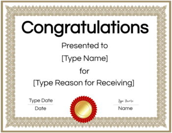 FREE Congratulations Certificate Template | Customize Online