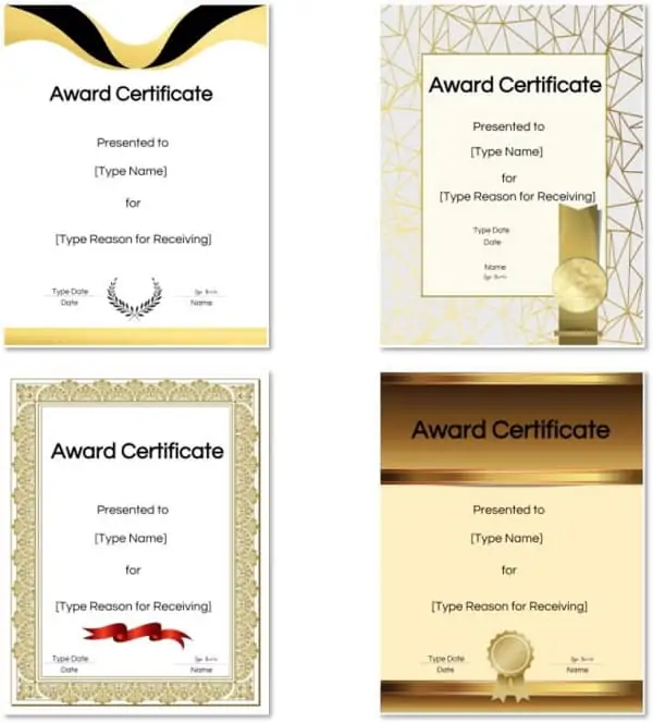 printable certificates