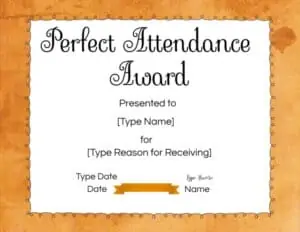 FREE Editable and Printable Perfect Attendance Award