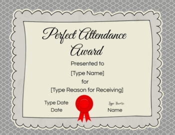 FREE Editable and Printable Perfect Attendance Award