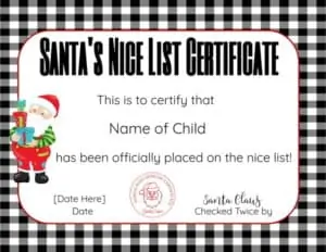 Santas Nice List Certificate Template