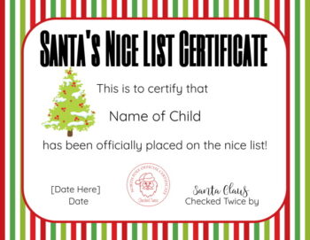 FREE Santa Nice List Certificate | Editable and Printable