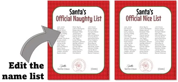 santa nice list and naughty list