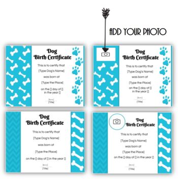 FREE Editable & Printable Dog Birth Certificate | Dog Adoption Certificate