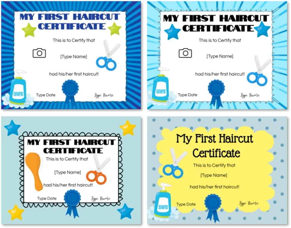 FREE Baby's First Haircut Certificate Editable and Printable