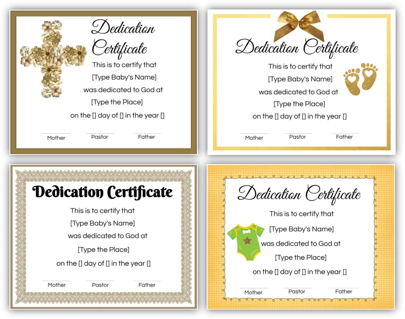 Printable Templates For Certificate Of Dedication