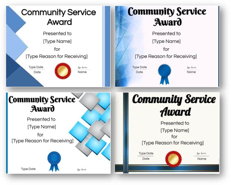 FREE Printable and Editable Community Service Award