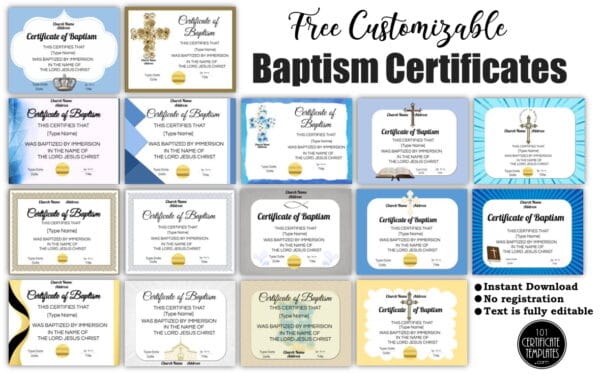 FREE Baptism Certificate Templates | Customize Online | No Watermark